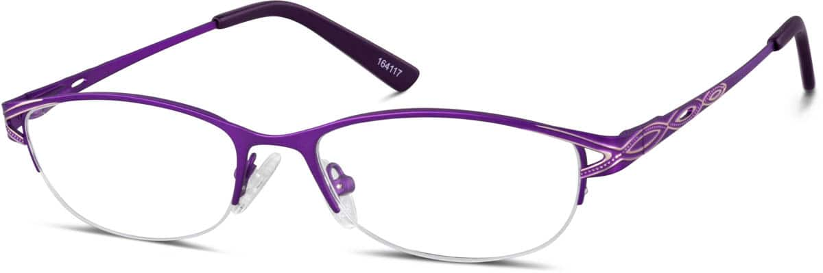 Angle view of Oval Glasses 164117 in Purple