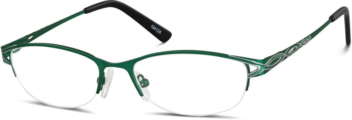 Angle view of Oval Glasses 164124 in Green