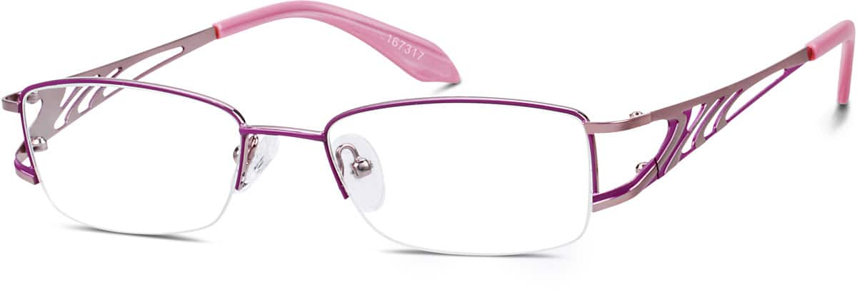 Angle view of Half-Rim Glasses 167317 in Pink