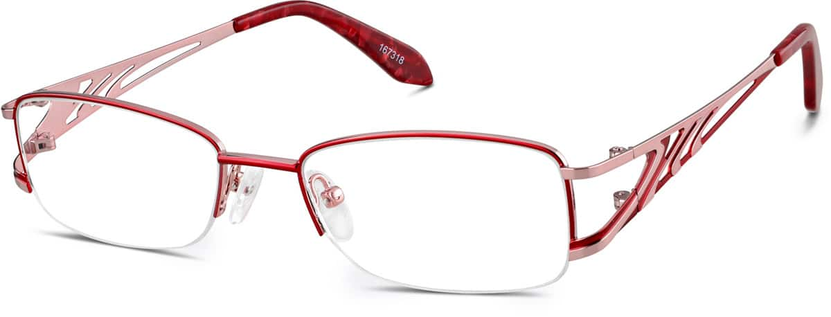 Angle view of Half-Rim Glasses 167318 in Red