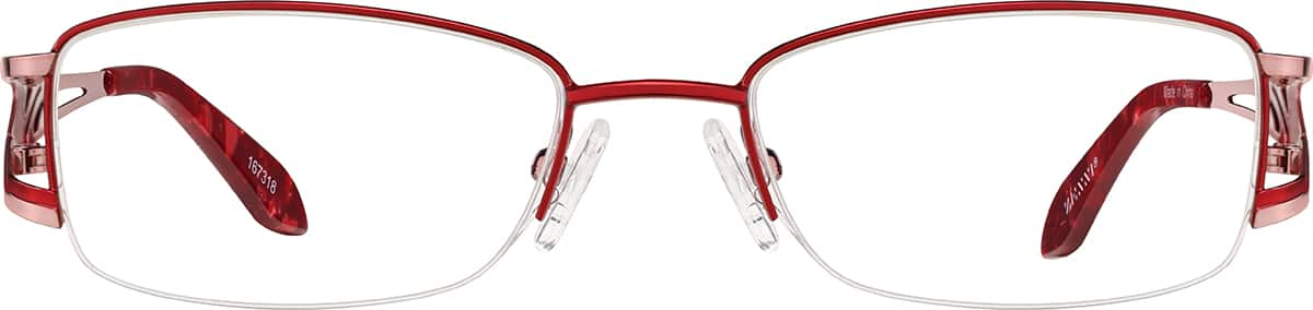 Front view of Half-Rim Glasses 167318 in Red