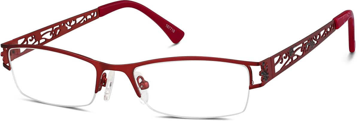 Angle view of Rectangle Glasses 167718 in Red