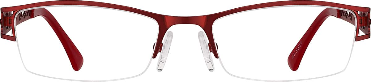 Front view of Rectangle Glasses 167718 in Red