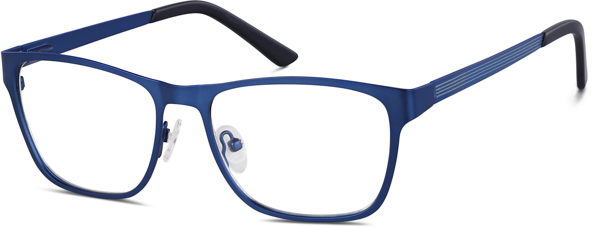 Zenni Sporty Square Prescription Glasses Blue Stainless Steel Full Rim Frame