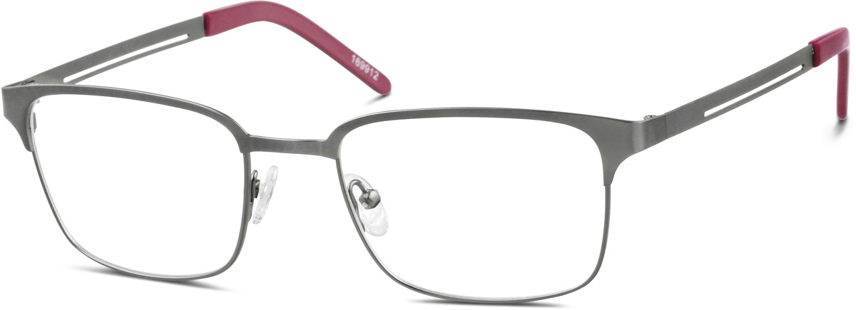 Zenni Mens Square Prescription Glasses Gray Stainless Steel Full Rim Frame
