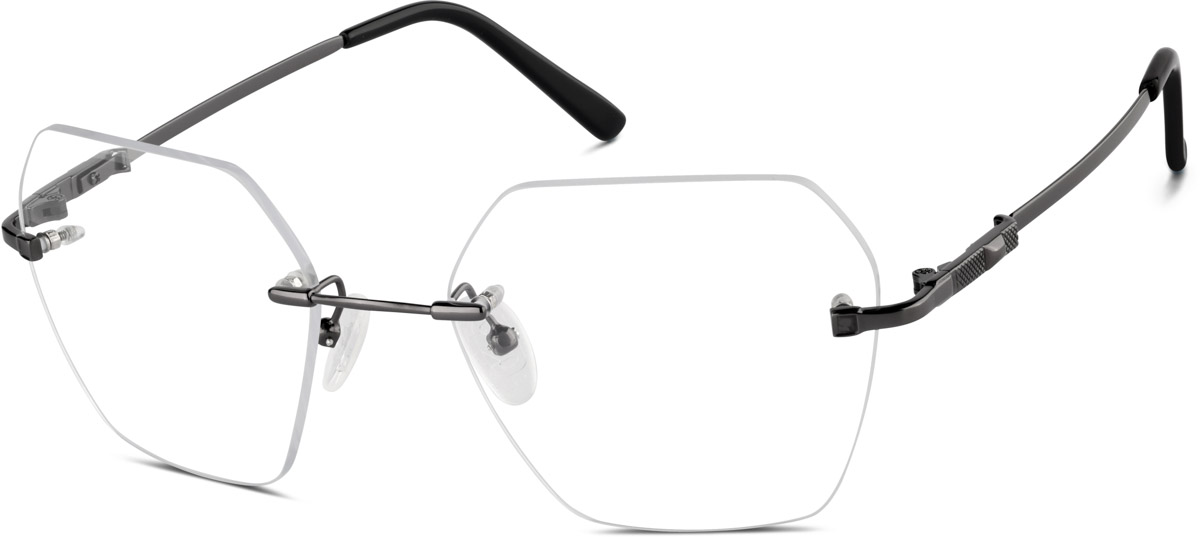 Zenni Mens Lightweight Rimless Prescription Glasses Gray Bendable Memory Titanium Frame