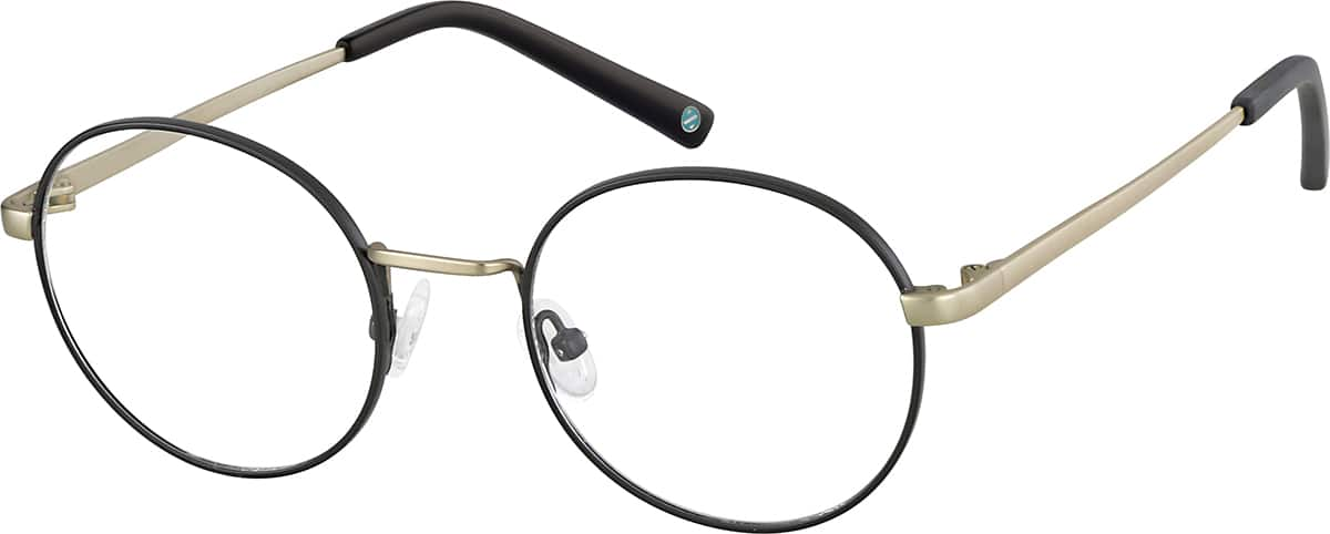 Angle view of Round Glasses 171221 in Black