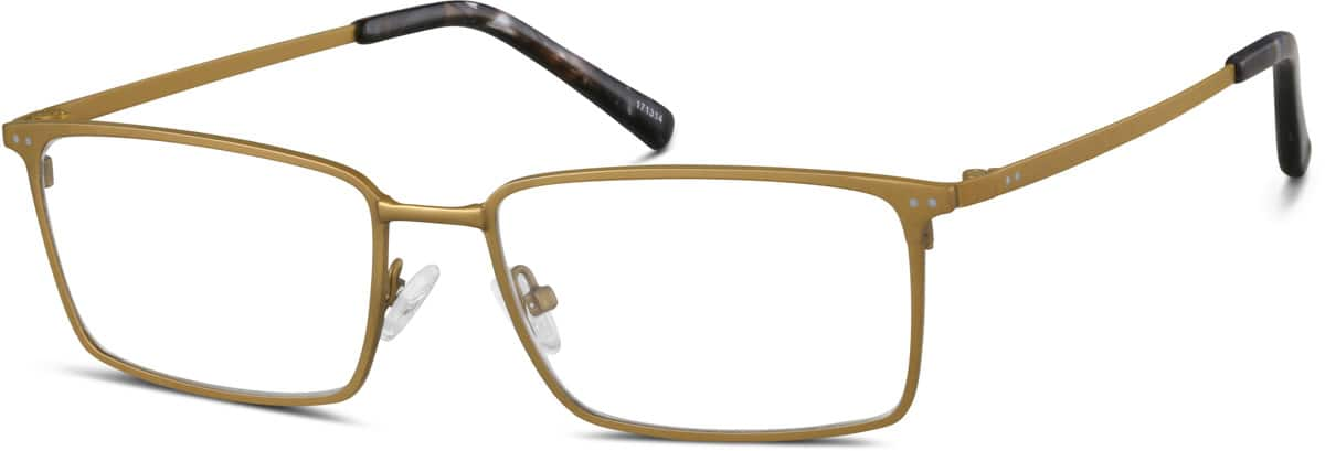 Angle view of Rectangle Glasses 171314 in Gold Copper