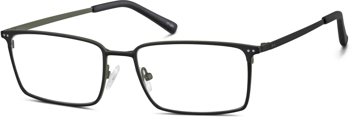 Zenni Men's Rectangle Prescription Glasses Black Flex Titanium Full Rim Frame