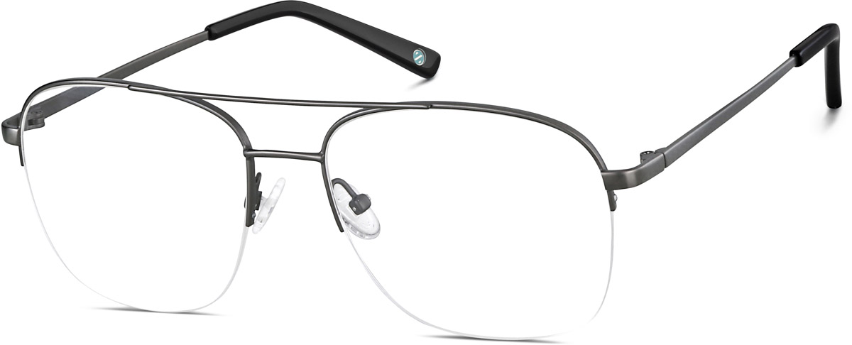 Zenni Mens Aviator Prescription Glasses Gray Memory Titanium Frame