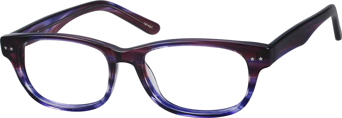 Angle view of Rectangle Glasses 181427 in Purple