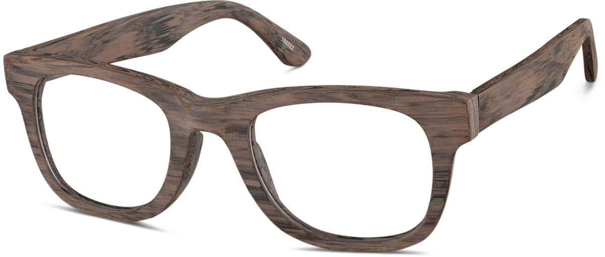 Angle view of Square Glasses 185332 in Wood Texture