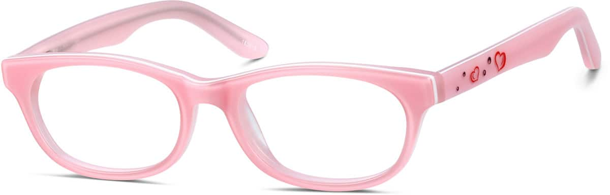 Angle view of Kids' Oval Glasses 185919 in Pink