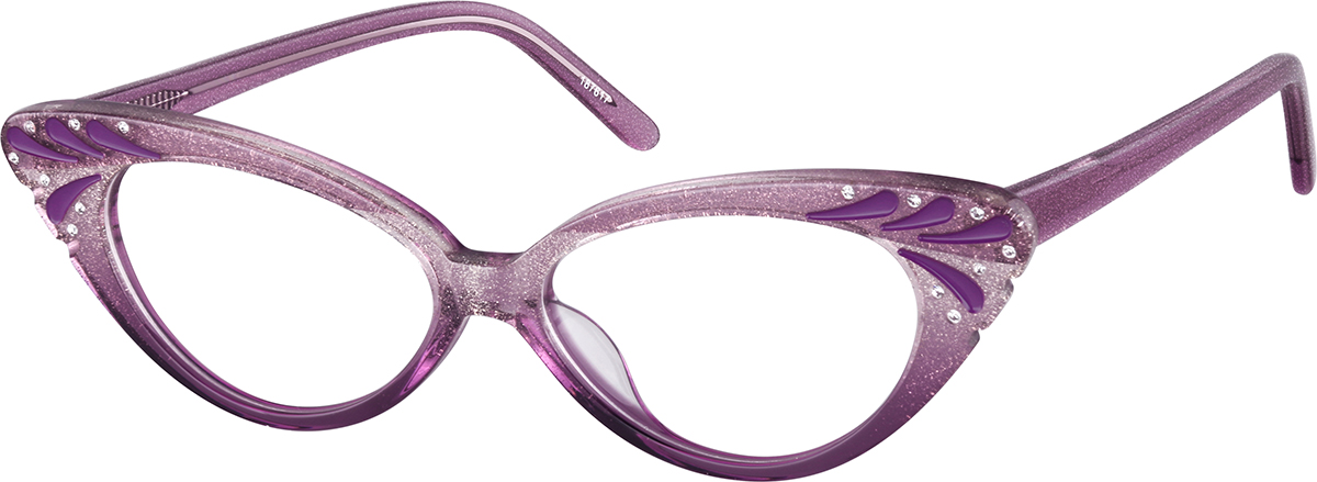 Progressive Eyeglasses Online with Smallfit, Horn, Full-Rim Acetate Design — Quartet in Clear Pink/Clear/Clear Purple by Eyebuydirect - Lenses
