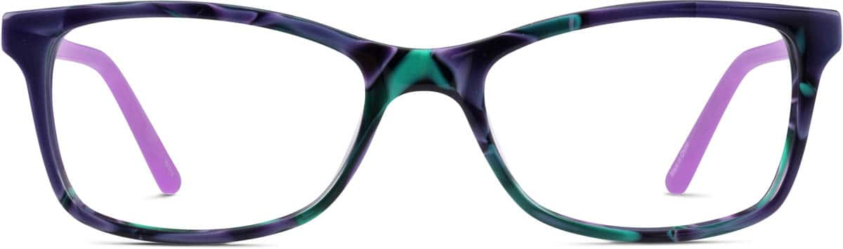 Front view of Rectangle Glasses 187717 in Purple