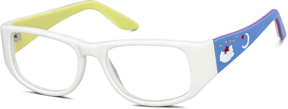 Angle view of Oval Glasses 189130 in White