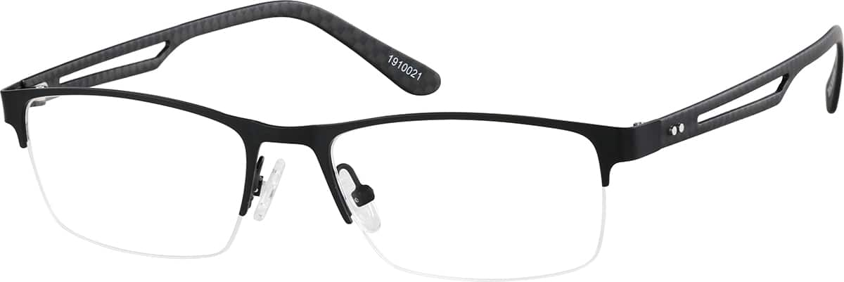 Angle view of Rectangle Glasses 1910021 in Black