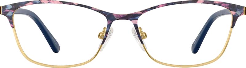 Pattern/Gold Rectangle Glasses
