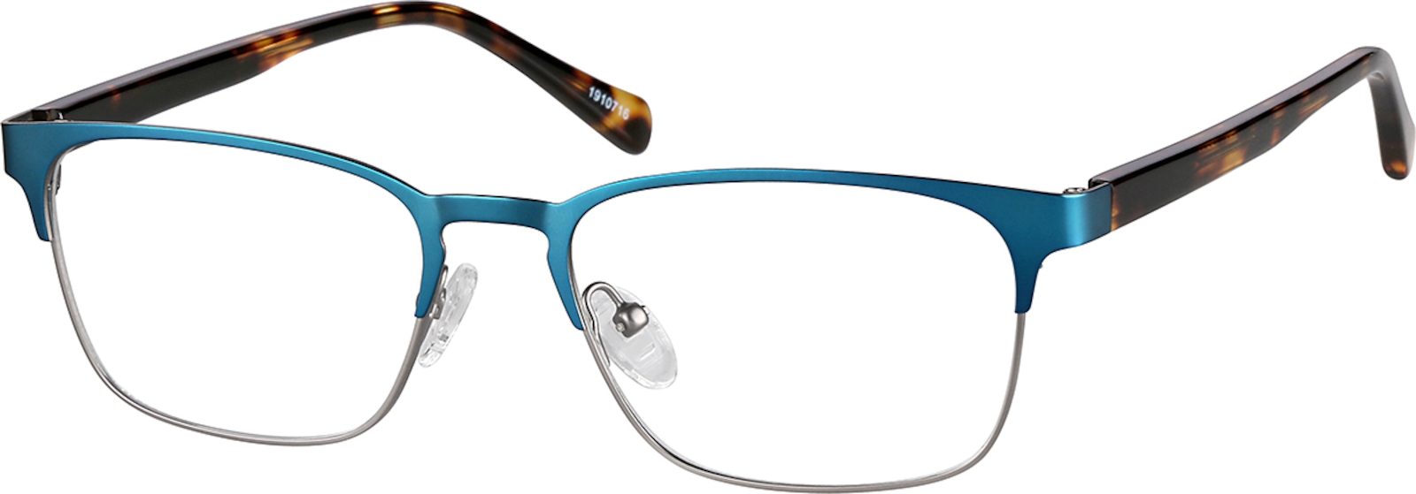 Zenni Classic Browline Prescription Glasses Blue Tortoiseshell Mixed Full Rim Frame