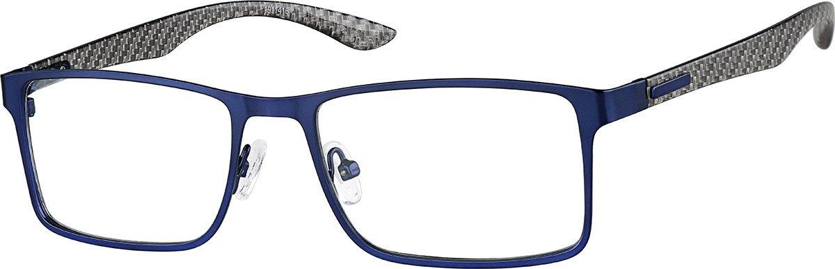Zenni Men's Rectangle Prescription Glasses Blue Carbon Fiber Full Rim Frame