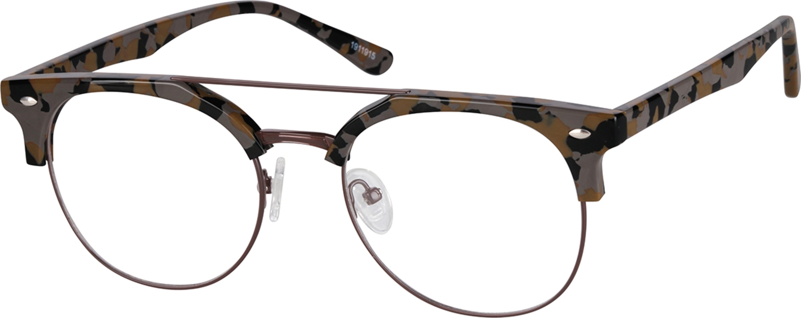 Zenni Preppy Browline Prescription Glasses Pattern Tortoiseshell Mixed Full Rim Frame