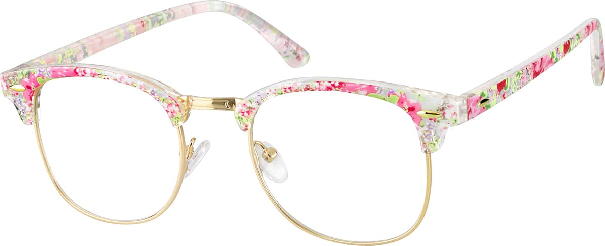 Angle view of Browline Glasses 1912049 in Pink