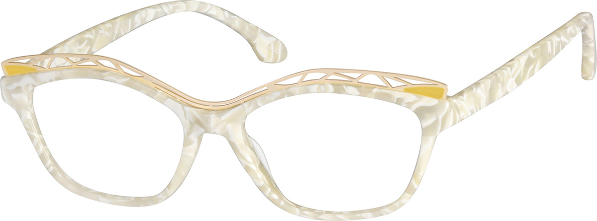 Zenni Womens Geometric Prescription Glasses Cream Full Rim Frame