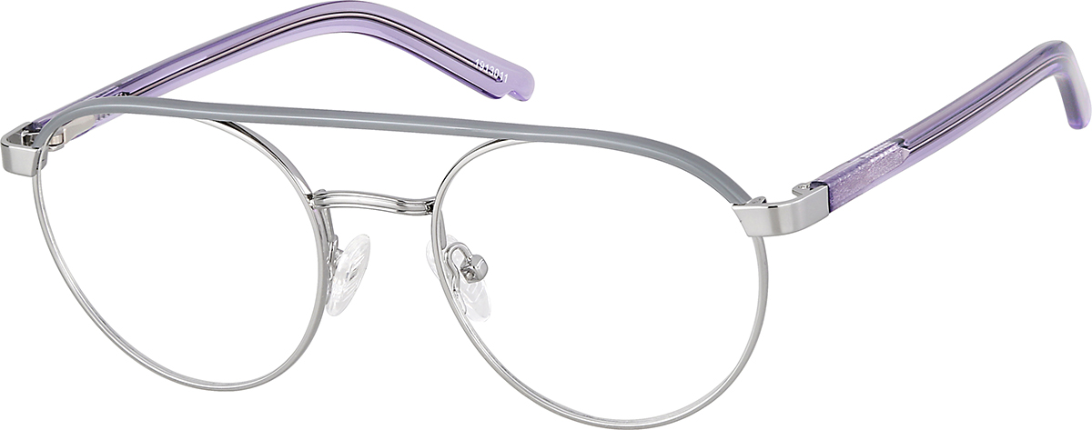 Zenni Kids Aviator Prescription Glasses Silver Full Rim Frame