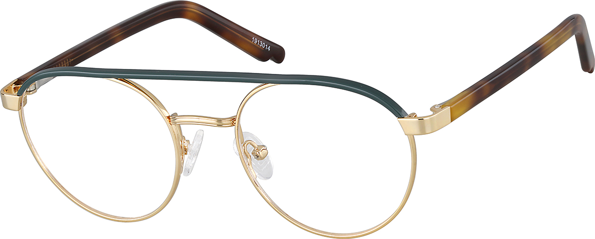 Zenni Kids Aviator Prescription Glasses Gold Full Rim Frame