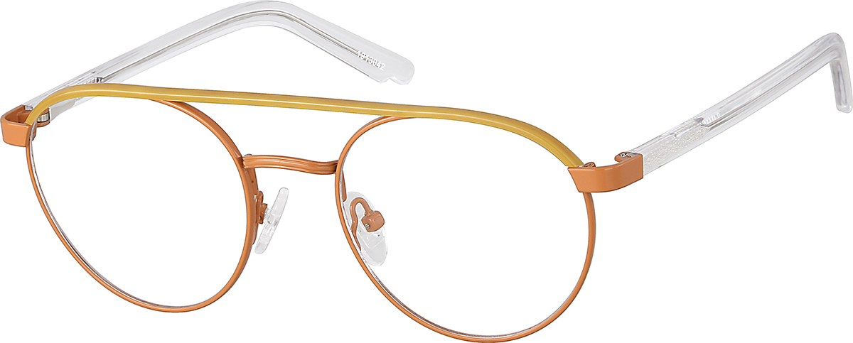 Zenni Kids Aviator Prescription Glasses Orange Full Rim Frame