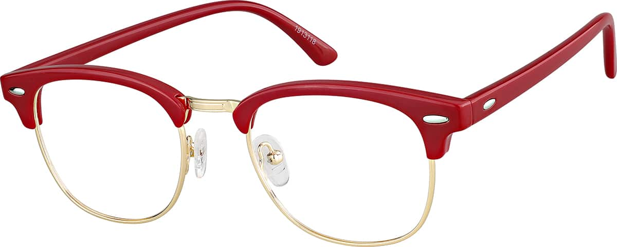 Angle view of Kids' Browline Glasses 1913118 in Red