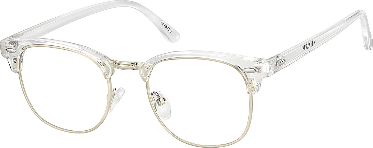 Zenni Kids Retro Browline Prescription Glasses Clear Tortoiseshell Full Rim
