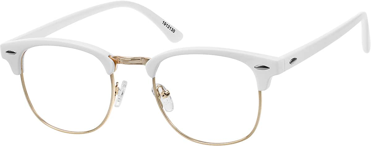 Angle view of Kids' Browline Glasses 1913130 in White