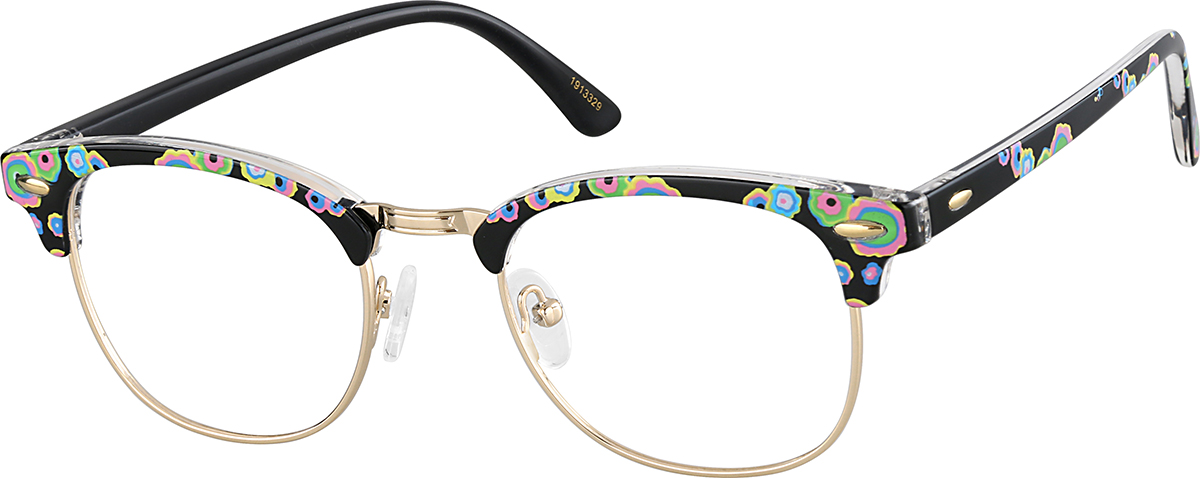 Zenni Womens Browline Prescription Glasses Pattern Floral Full Rim Frame