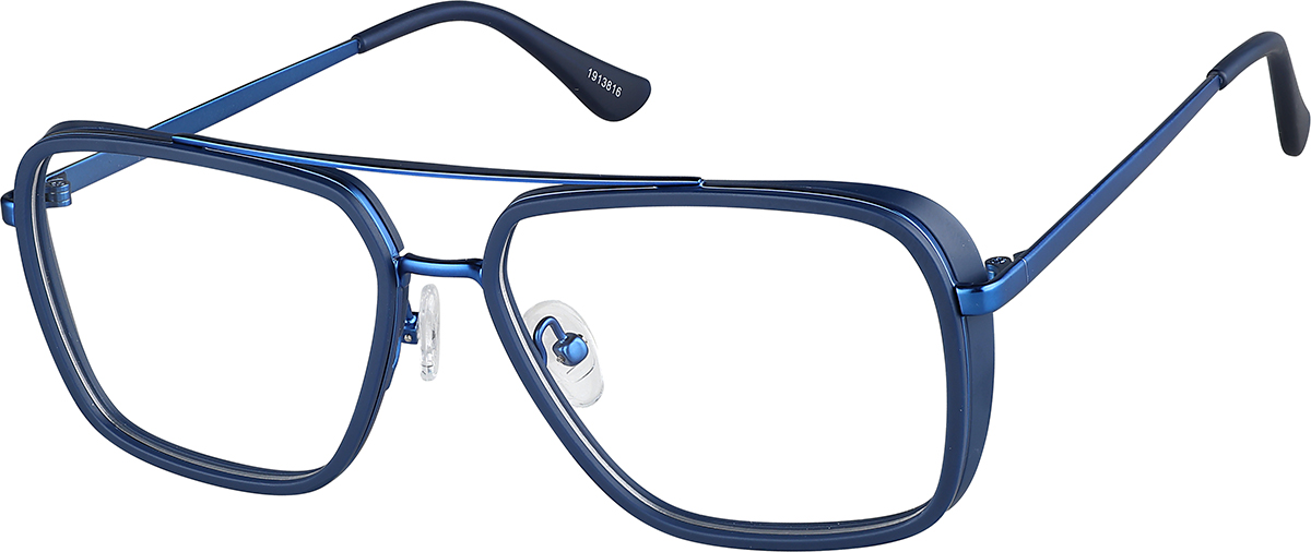 Zenni Vintage Aviator Prescription Glasses Blue Full Rim Frame