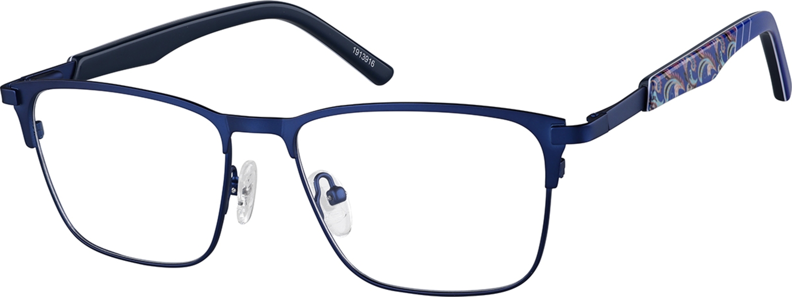 Zenni Men's Square Prescription Glasses Blue Floral Mixed Full Rim Frame