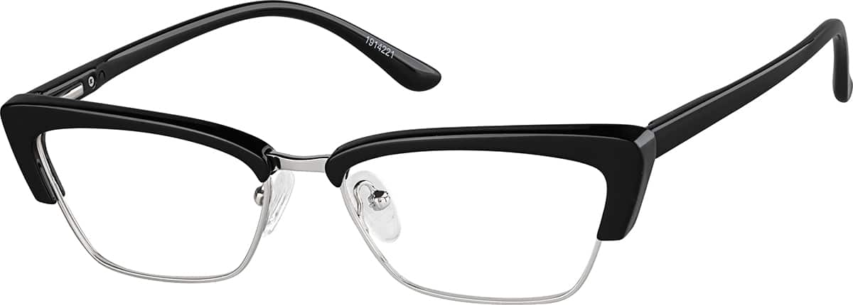 Angle view of Browline Glasses 1914221 in Black