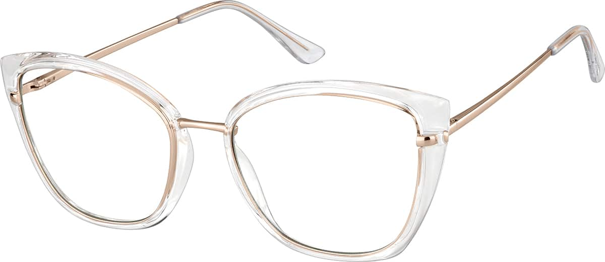 Angle view of Cat-Eye Glasses 1914523 in Translucent