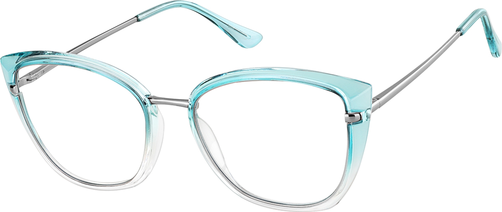 Zenni Women's Cat-Eye Prescription Glasses Blue Mixed Full Rim Frame