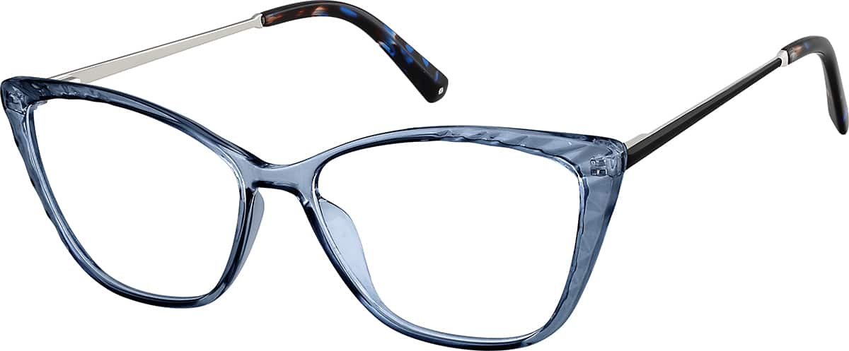 Angle view of Cat-Eye Glasses 1914616 in Blue