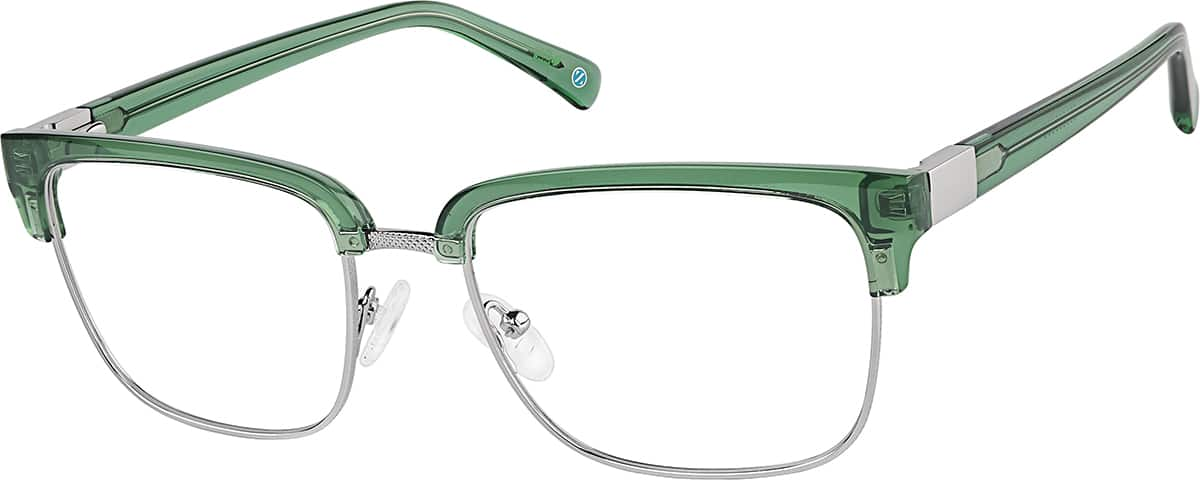 Angle view of Browline Glasses 1915624 in Green