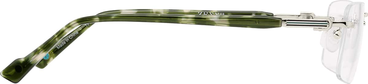 Side view of Customizable Rimless Glasses 1915811 in Green