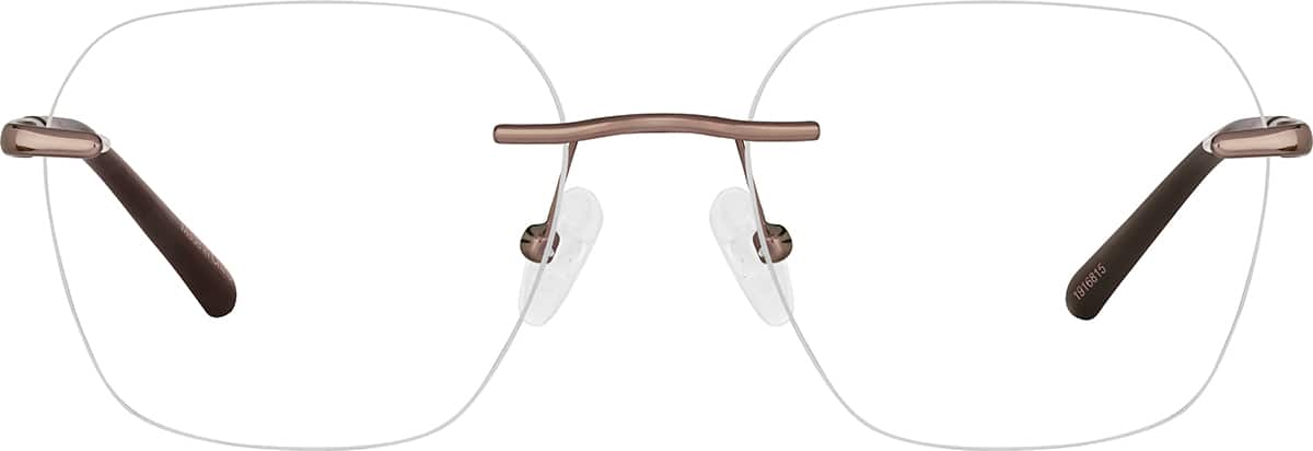 Front view of Customizable Rimless Glasses 1916815 in Brown