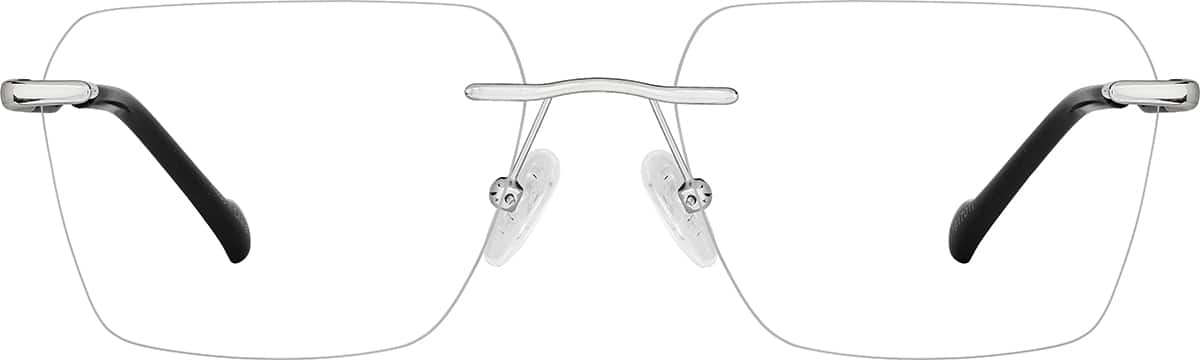 Front view of Customizable Rimless Glasses 1917011 in Silver