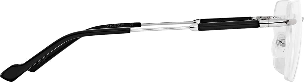 Side view of Customizable Rimless Glasses 1917011 in Silver
