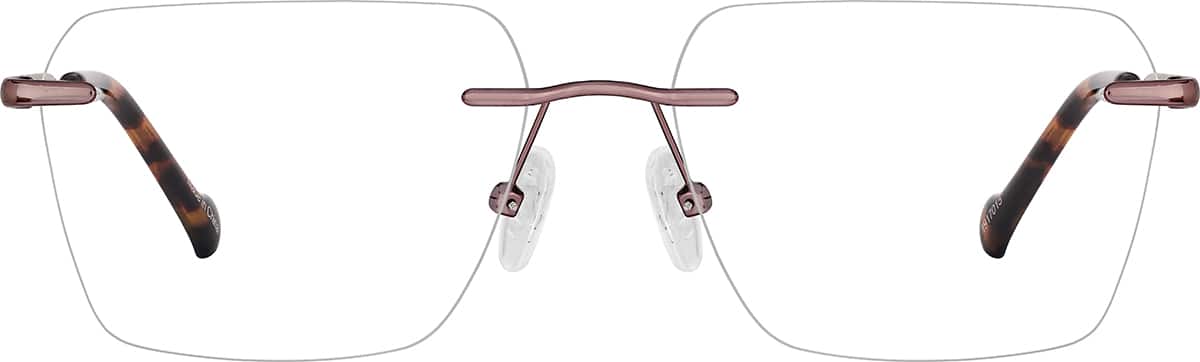 Front view of Customizable Rimless Glasses 1917015 in Brown