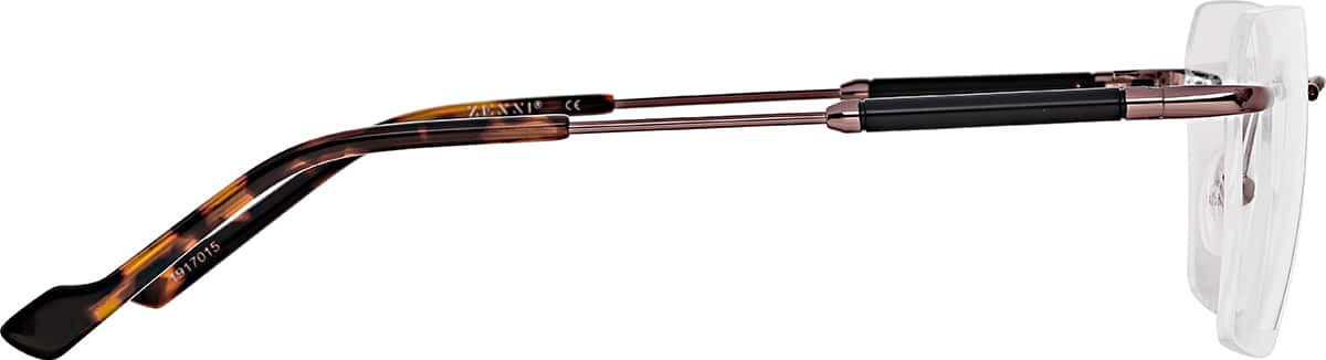 Side view of Customizable Rimless Glasses 1917015 in Brown