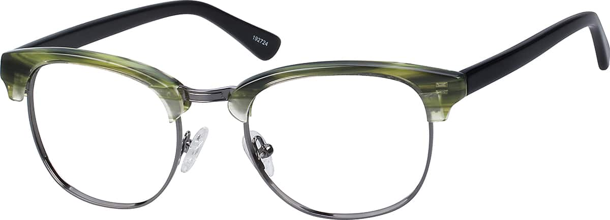 Angle view of Stinson Browline Eyeglasses 192724 in Green