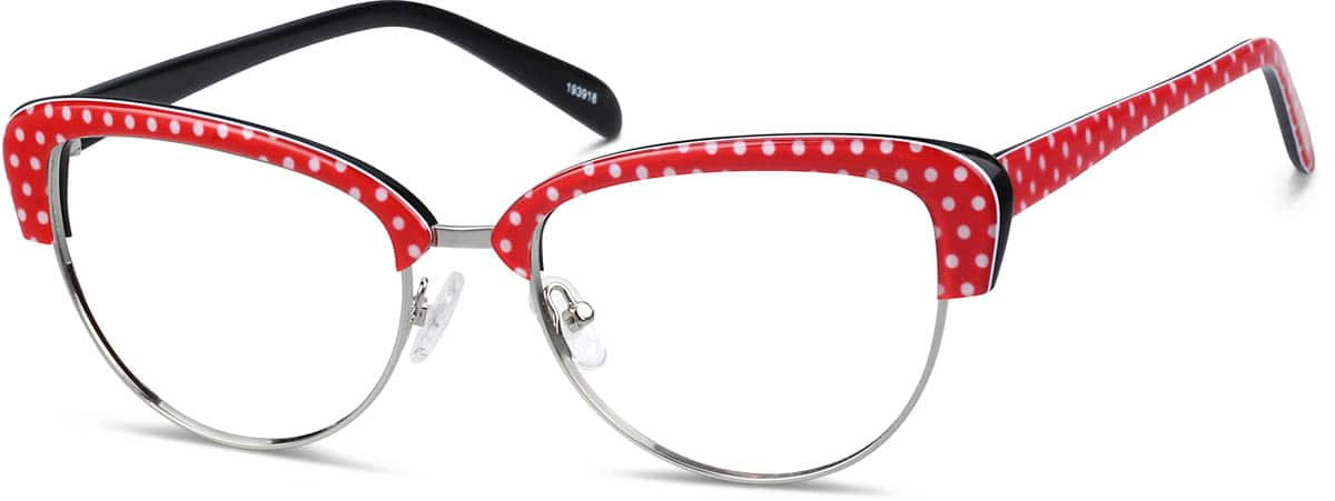 Angle view of Browline Glasses 193918 in Red