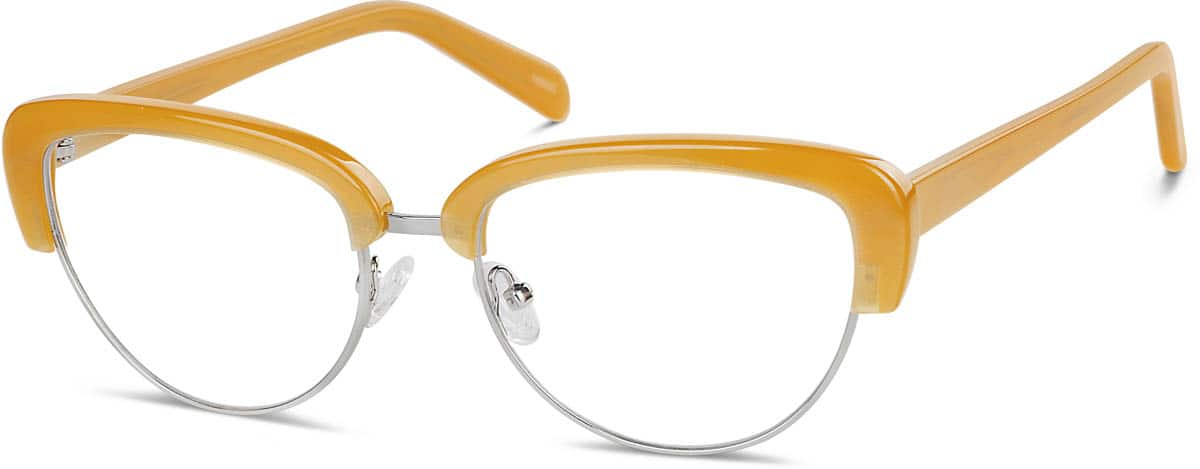 Angle view of Browline Glasses 193922 in Yellow